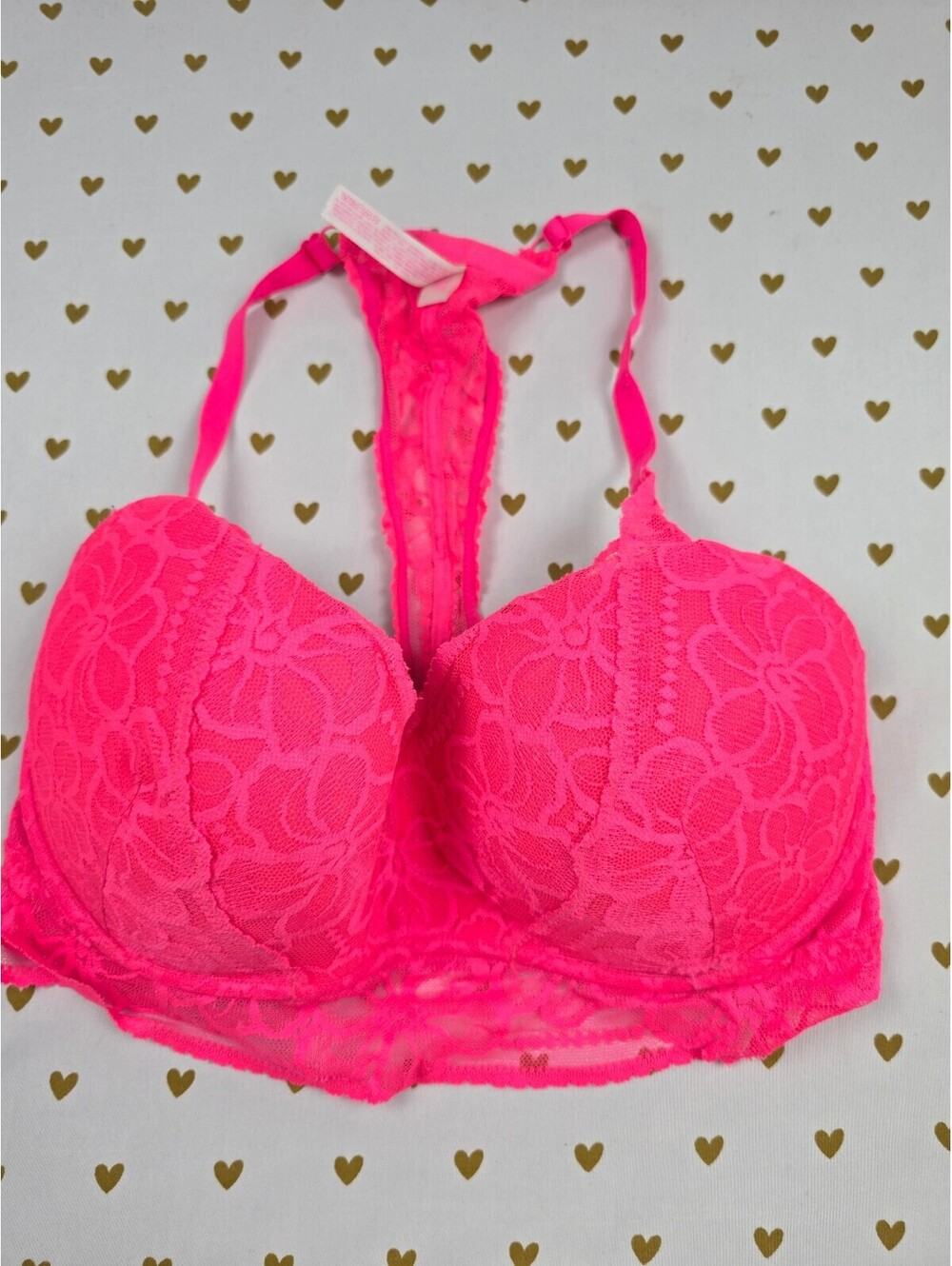 Victorias Secret Pink Neon Lacey Medium Bralette Bra Top Tank